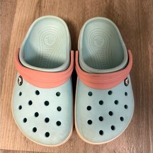 CROCS Kids Light Blue and Coral Sandals
